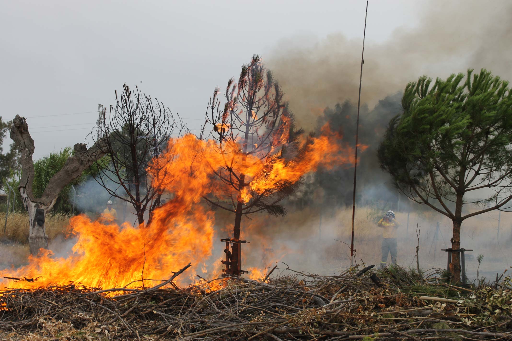Foto1: Medición de la energía convectiva y radiante en la propagación del fuego.
